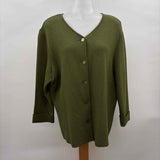 Geiger Women's Size 1X Olive Textured Cardigan