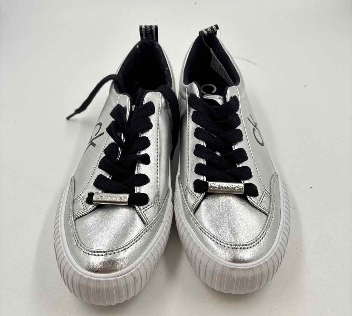 Calvin Klein Women's Shoe Size 8 Silver Shimmer Sneakers
