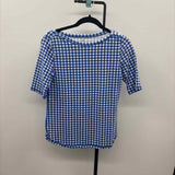 Talbots Women's Size S Blue Checkered Short Sleeve Shirt