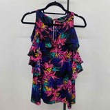 Bold Elements Women's Size L Black Floral Short Sleeve Shirt
