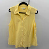 Charter Club Women's Size 1X Yellow Solid Sleeveless Shirt