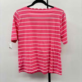 Talbots Women's Size MP Pink Stripe Short Sleeve Shirt