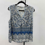 Lucky Brand Women's Size XL Blue Floral Sleeveless Shirt
