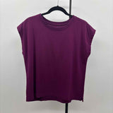 Loft Women's Size S Purple Solid Short Sleeve Shirt