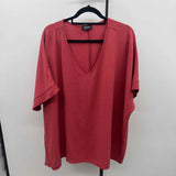 spin Women's Size 3X Terracotta Solid Short Sleeve Shirt