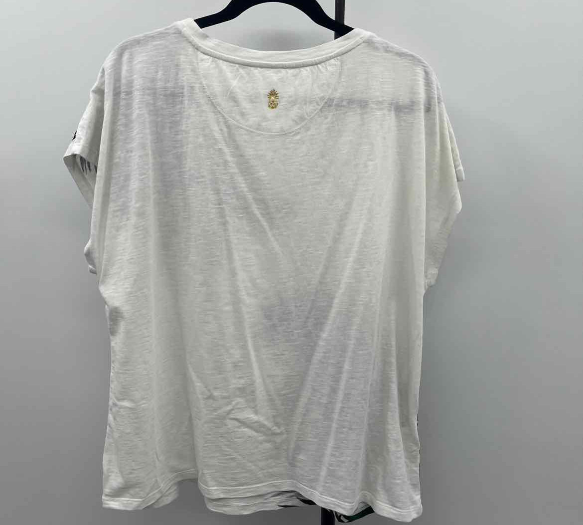 Tommy Bahama Women's Size XL White Leaf Short Sleeve Shirt