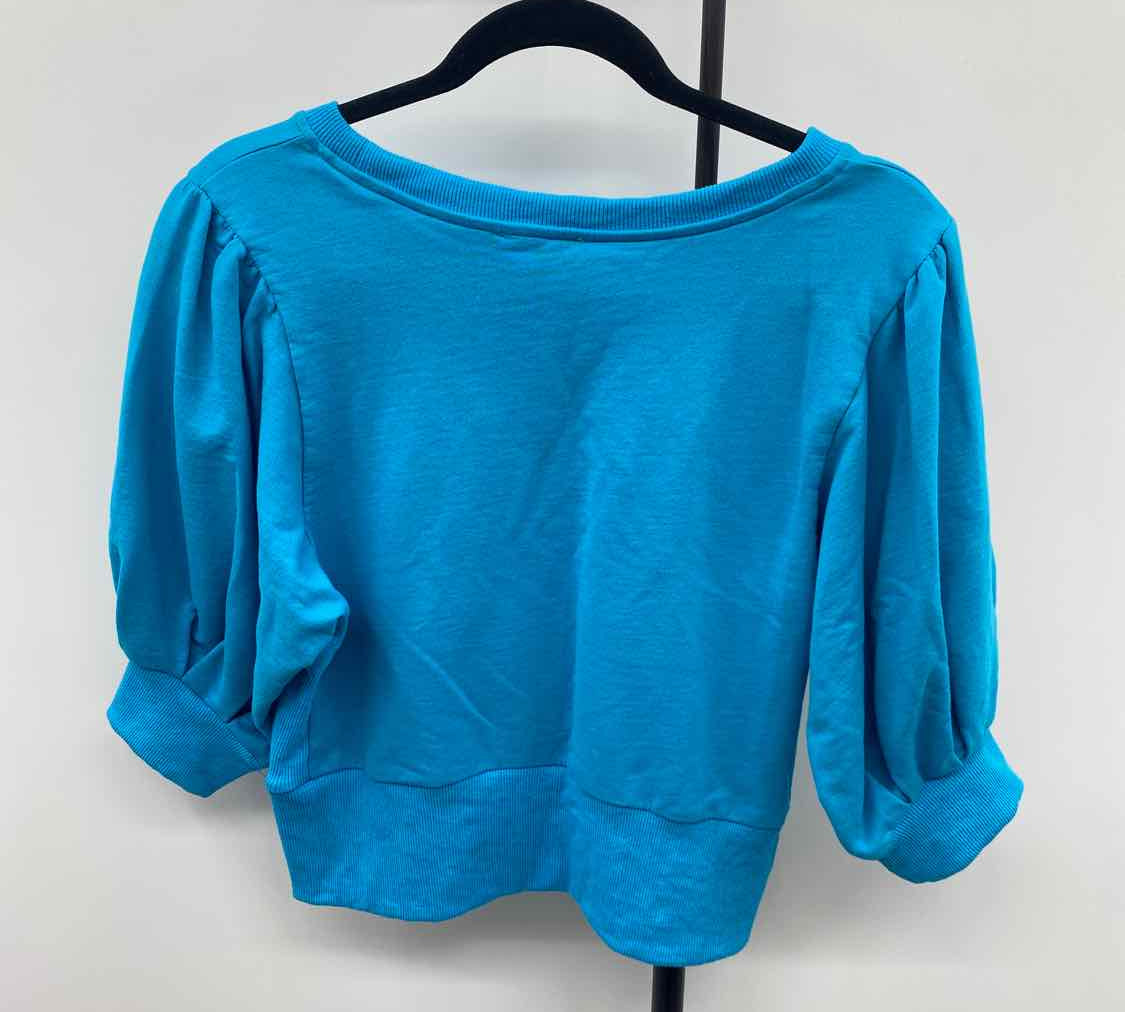 Umgee Women's Size L Turquoise Solid Long Sleeve Shirt