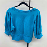 Umgee Women's Size L Turquoise Solid Long Sleeve Shirt