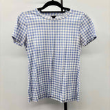 Ann Taylor Women's Size XSP Blue Plaid Short Sleeve Shirt