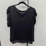 Loft Women's Size L Black dotted Short Sleeve Shirt