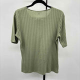 Garcia Fashion Women's Size L Olive Stripe Short Sleeve Shirt