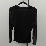 Suzy Women's Size M Black Solid Long Sleeve Shirt