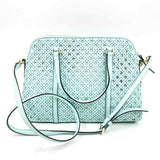 Back KATE SPADE Aqua "Grace Blue" Leather NEWBURY LANE Caning RACHELLE Satchel