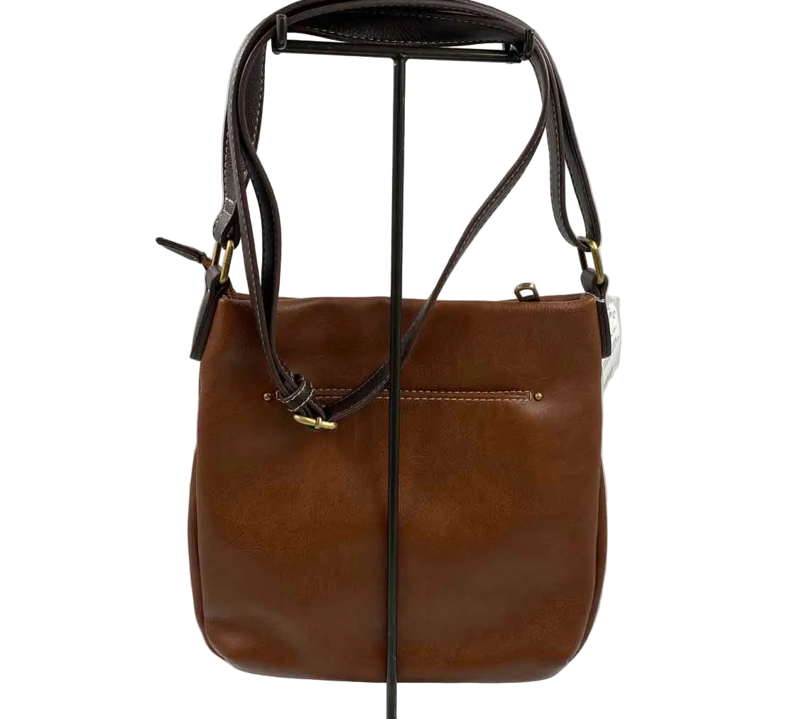 CHALA Caramel Brown Vegan Leather Crossbody Purse w/DragonFly Charms