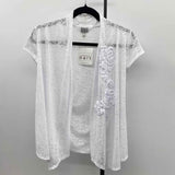Keren Hart Women's Size S White Textured Cardigan