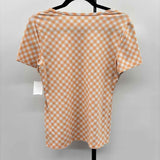 Talbots Women's Size SP Peach Gingham Short Sleeve Shirt