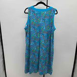 Lands End Women's Size 18 Blue Floral Dress
