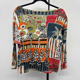 Chico's Women's Size XL Teal Abstract Long Sleeve Shirt