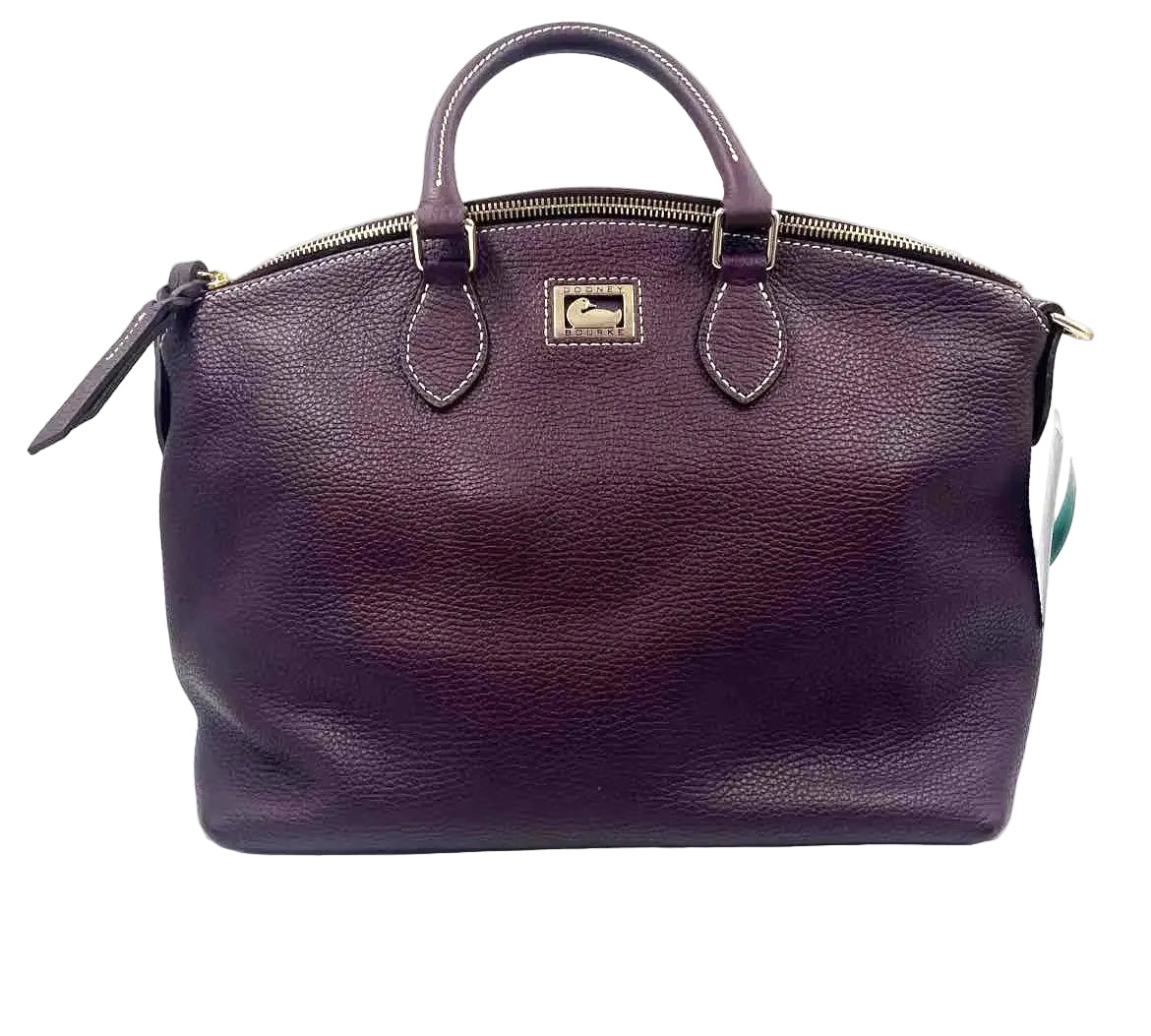 DOONEY & BOURKE Plum Pebble Leather Handled Satchel Purse w/Opt Crossbody
