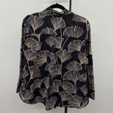 Chico's Women's Size M Black Floral Long Sleeve Shirt