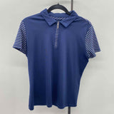 Izod Women's Size L Navy Stripe Short Sleeve Shirt
