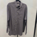 peter millar Men's Size XL Black Cotton Checkered Long Sleeve Shirt