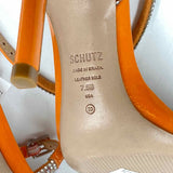 Schutz Women's Shoe Size 7.5 Orange Rhinestones Heels