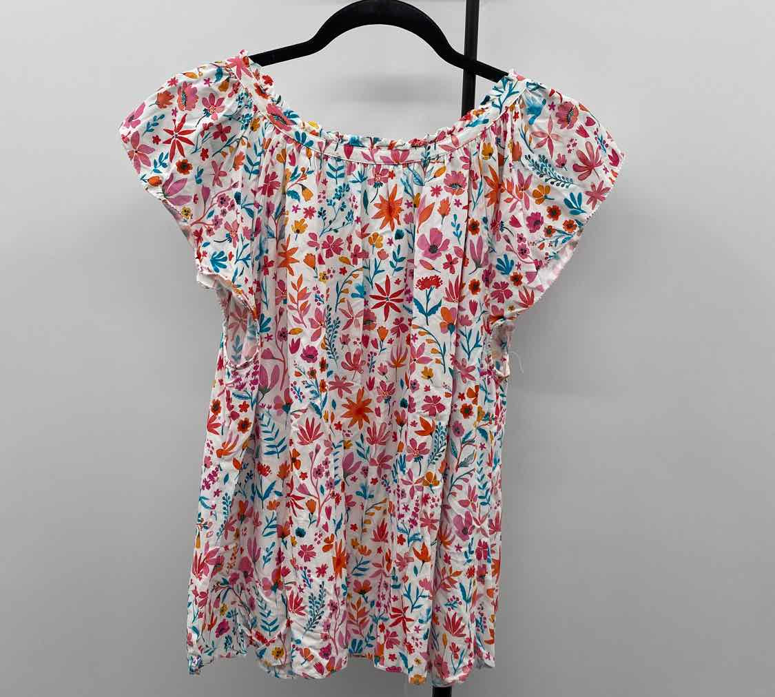 hatley Women's Size L White Floral Short Sleeve Shirt