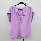 Tribal Women's Size XL Lavender Textured Short Sleeve Shirt