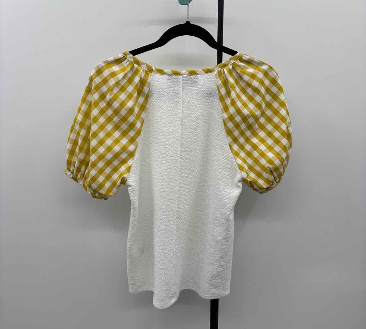 Sunday in Brooklyn Women's Size XS Mustard Yellow Checkered Short Sleeve Shirt