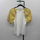 Sunday in Brooklyn Women's Size XS Mustard Yellow Checkered Short Sleeve Shirt