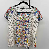 John Mark Women's Size S White dotted Short Sleeve Shirt