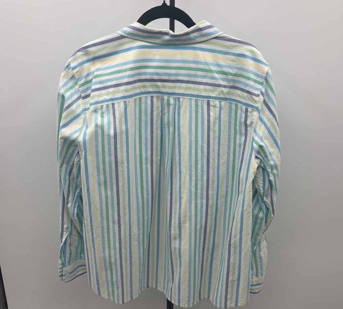 Talbots Women's Size 2X Blue Stripe Long Sleeve Shirt
