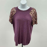 Tory Burch Women's Size M Purple Beaded Sweater