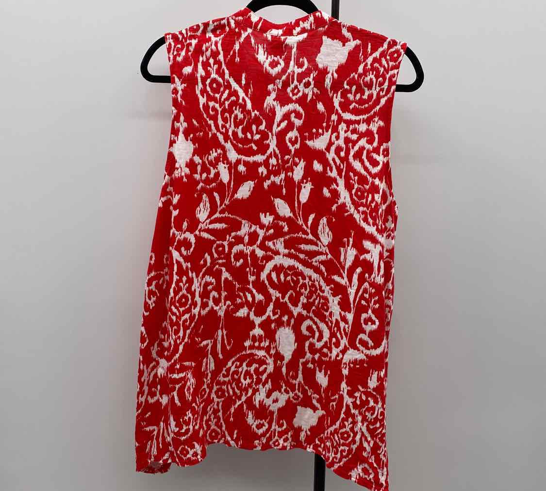 Chico's Women's Size XL Red Floral Sleeveless Shirt