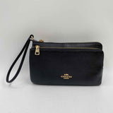 Coach Women's Black Luxe pebbled Wristlet