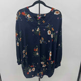 Vince Camuto Women's Size 1X Navy Floral Long Sleeve Shirt