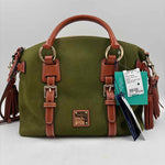 DOONEY & BOURKE Olive Green Suede BRISTOL Satchel w/Crossbody Strap