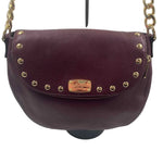 MICHAEL KORS Wine Pebbled Leather BEDFORD STUD Shoulder Bag Purse