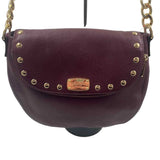 MICHAEL KORS Wine Pebbled Leather BEDFORD STUD Shoulder Bag Purse