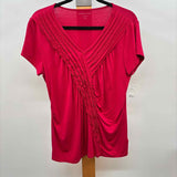 Coldwater Creek Women's Size M Red Textured Short Sleeve Shirt