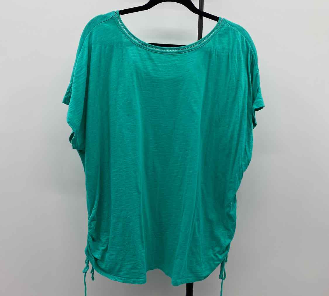 Lane Bryant Women's Size 1X Green Solid Short Sleeve Shirt