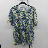 JJill Women's Size 2X Blue Floral Short Sleeve Shirt