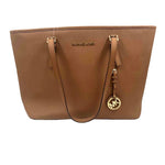 MICHAEL KORS Caramel Brown Saffiano Leather JET SET TRAVEL Tote Purse