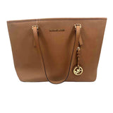 MICHAEL KORS Caramel Brown Saffiano Leather JET SET TRAVEL Tote Purse