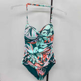 Anne Cole Women's Size 14 Green Leaf Swimsuit - 1 Piece