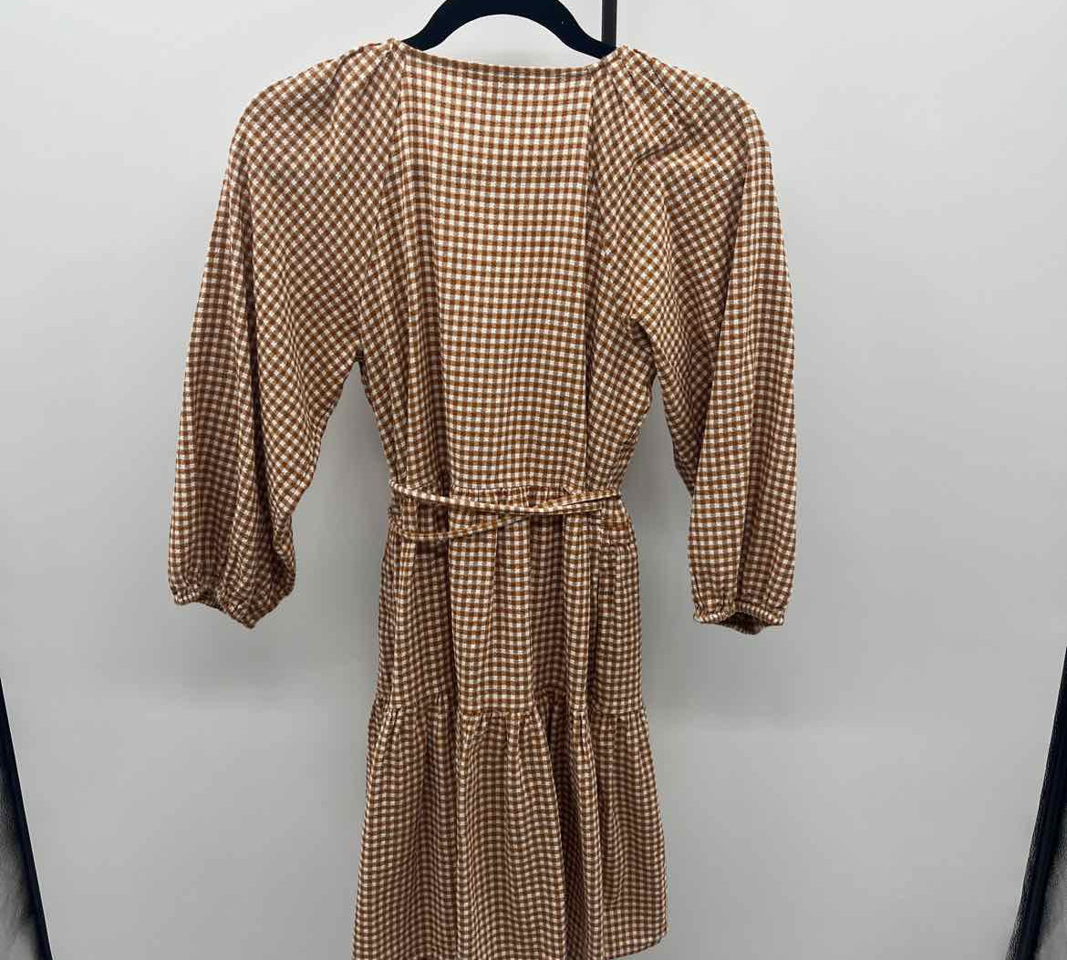Madewell Junior's Size 2 Brown Checkered Dress