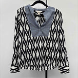 J Crew Women's Size XS Black Diamond Long Sleeve Shirt