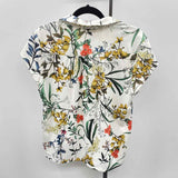 Chico's Women's Size M White Floral Short Sleeve Shirt
