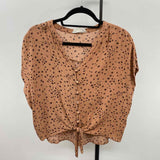 hippie rose Women's Size M Brown Spotted Short Sleeve Shirt